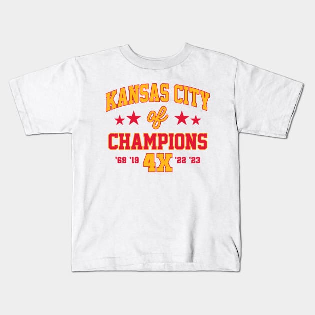 Super Bowl Champions 4x Kansas City Chiefs Ver.2 Kids T-Shirt by GraciafyShine